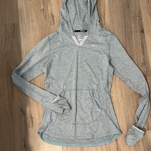 Nike Gray with Blue Hue Fitted Hoodie Sweatshirt